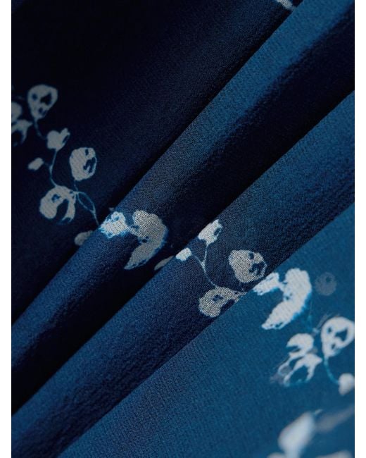 Erdem Blue Printed Silk-Voile Gown