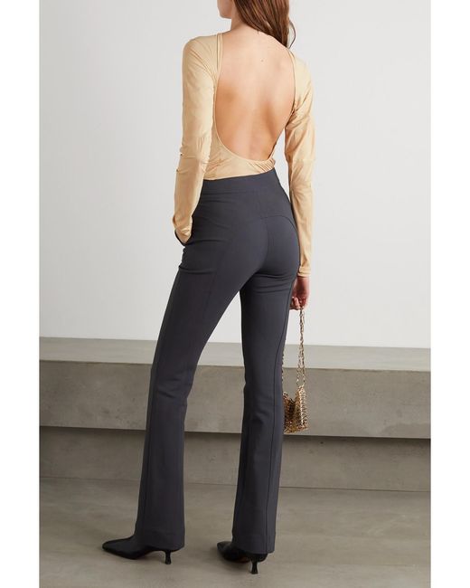 Ioannes Natural Open-Back Paneled Printed Stretch-Jersey Top