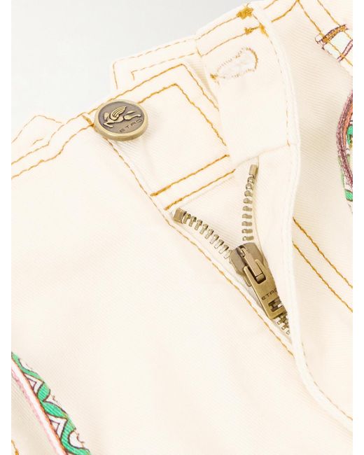 Etro White Belted Printed Wide-Leg Jeans