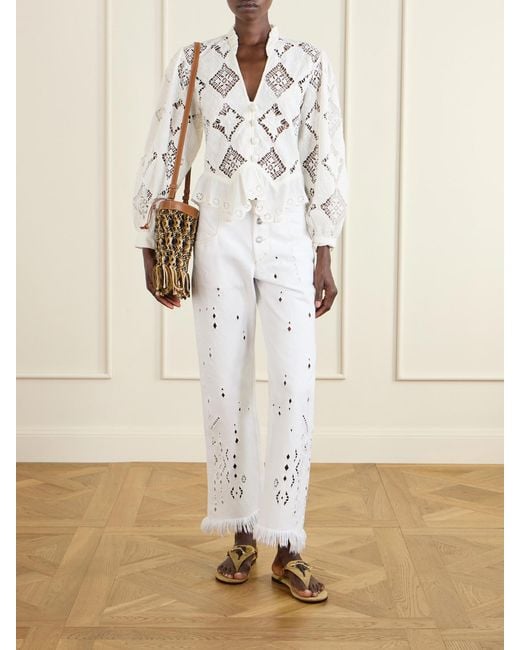 Isabel Marant Natural Noli Leather-Trimmed Macramè Tote