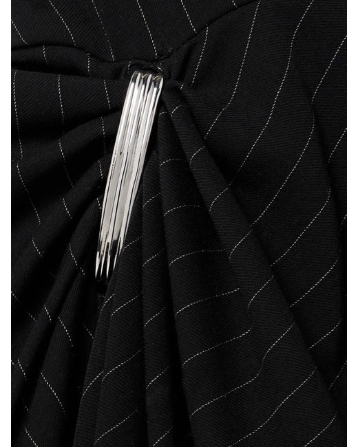 Brandon Maxwell Black The Lowery Asymmetrisches Kleid Aus Twill Mit Nadelstreifen