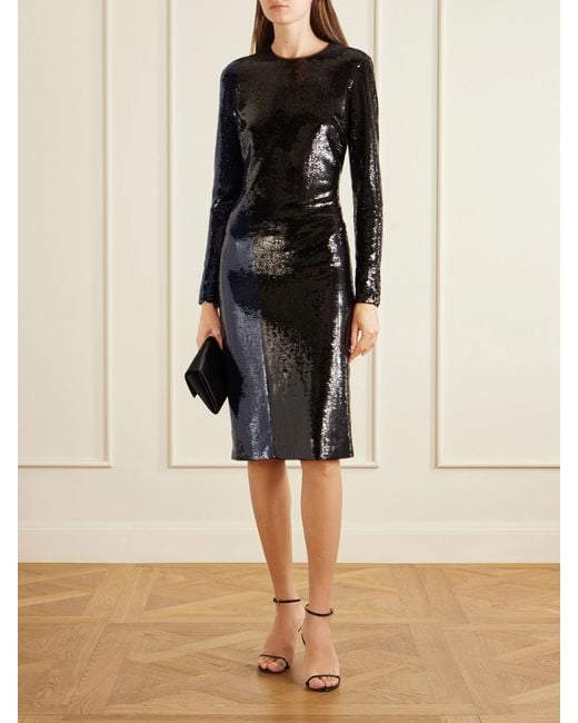 Tom Ford Black Sequin-Embellished Knee-Length Dress