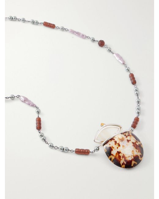 Tory Burch Natural Shell-Tone Beaded Necklace