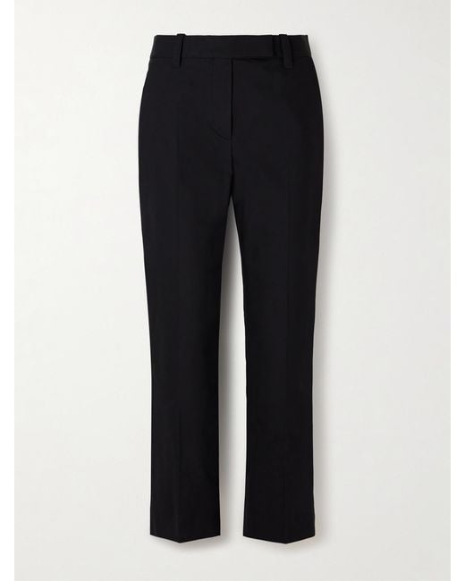 Brunello Cucinelli Black Pleated Stretch-Cotton Twill Tapered Pants