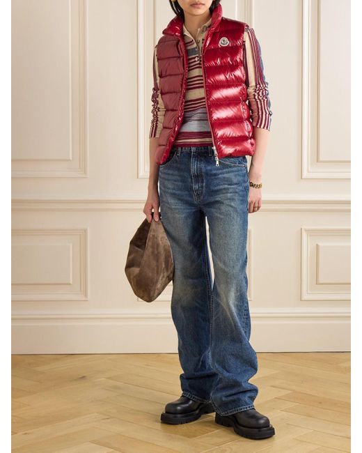 Moncler Red Ghany Quilted Shell Down Vest