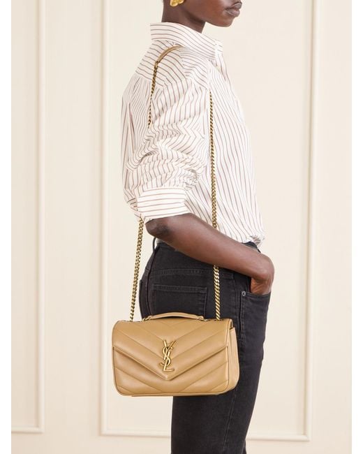 Saint Laurent Natural Loulou Matelassé Leather Shoulder Bag