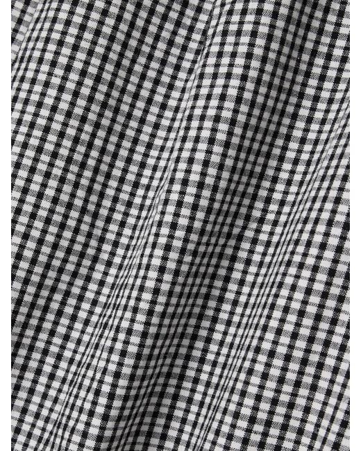 Proenza Schouler Gray Amber Pleated Gingham Cotton And Linen-Blend Wide-Leg Pants