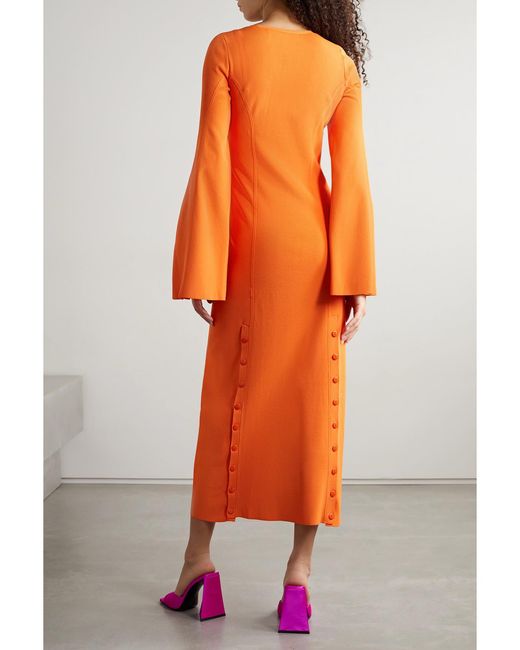 Christopher John Rogers Orange Neon Stretch-Jersey Maxi Dress