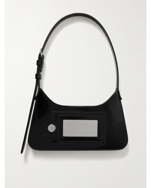Sac Porté Épaule En Cuir Verni À Ornements Platt Mini Acne en coloris Black