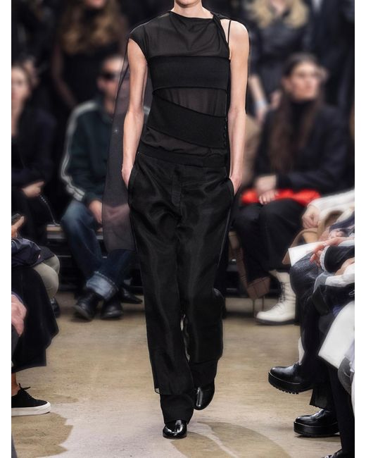 Proenza Schouler Black Aurora Cape-Effect Asymmetric Layered Twill-Trimmed Chiffon Blouse