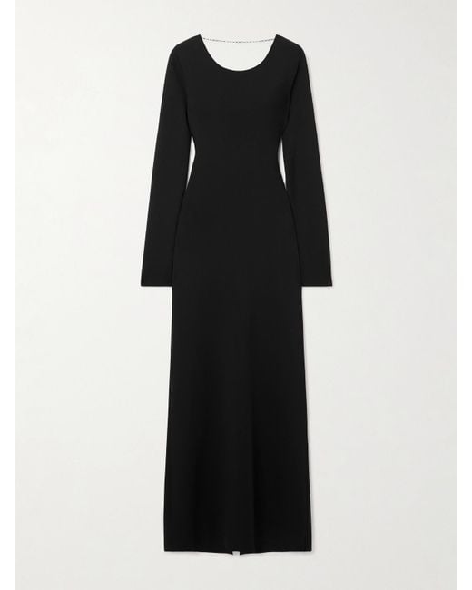 Bottega Veneta Black Open-Back Chain-Embellished Knitted Maxi Dress