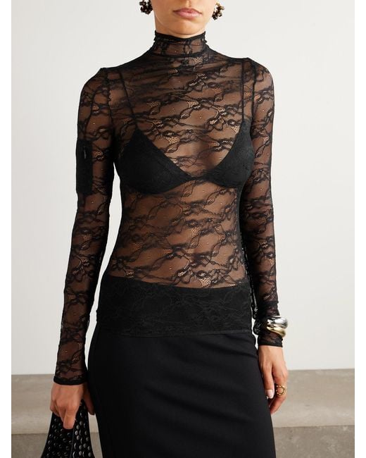Courreges Black Lace Blouse
