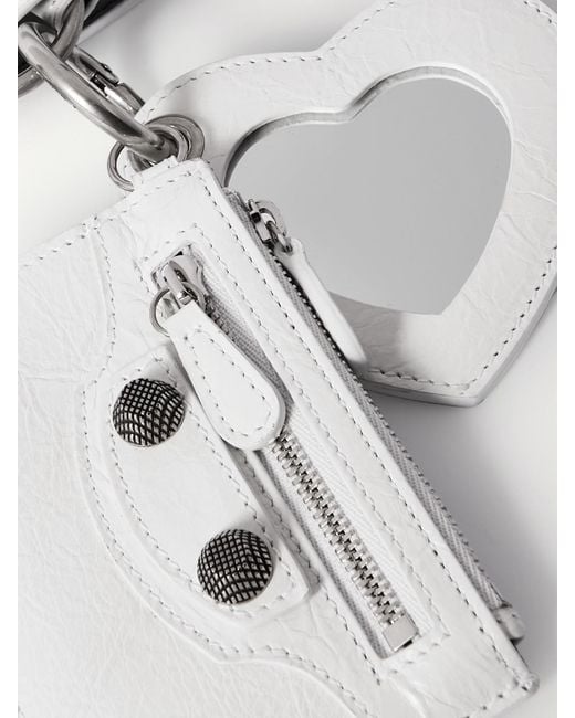 Balenciaga White Le Cagole Embellished Crinkled-Leather Waist Belt