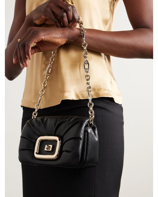 Roger Vivier Black Viv' Choc Me Mini Padded Leather Shoulder Bag