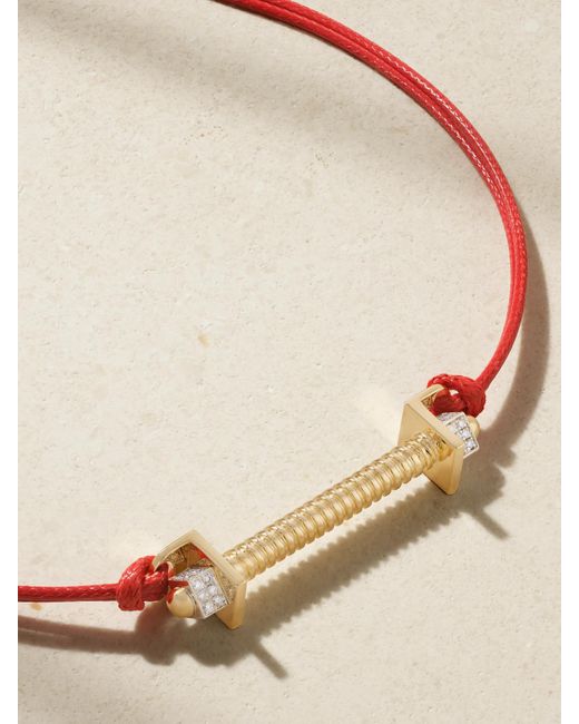 Rainbow K Metallic Versus Cordon 14-Karat, Diamond And Cord Necklace