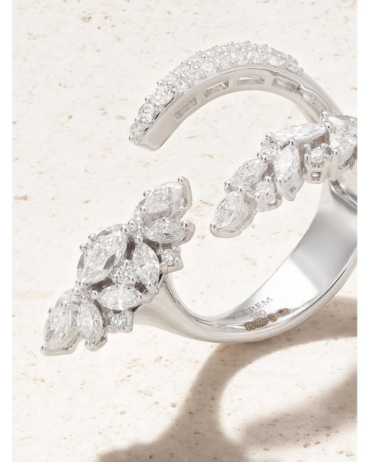 YEPREM Natural Ring Aus 18 Karat Weißgold Mit Diamanten