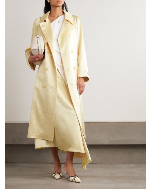 Abadia Metallic Doppelreihiger Trenchcoat Aus Glänzendem Twill