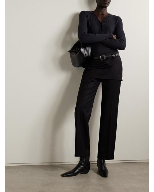 FRAME Blue The Henley Velvet-Trimmed Ribbed Stretch-Modal Top