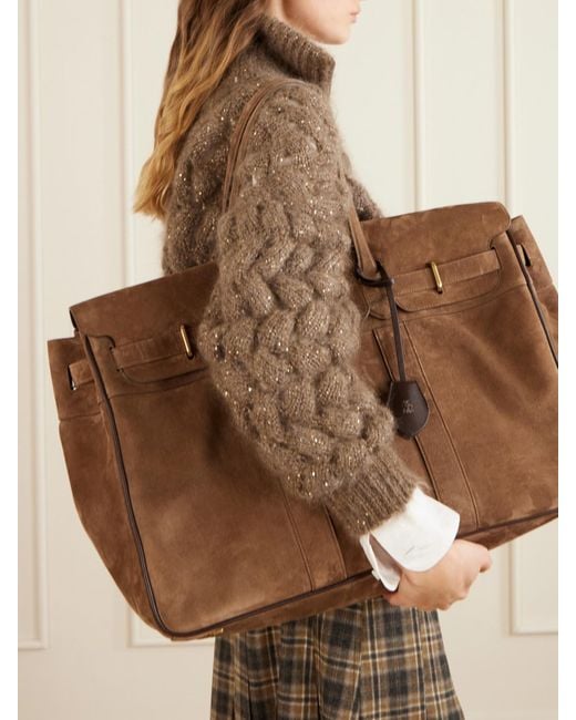 Brunello Cucinelli Brown Suede Weekend Bag