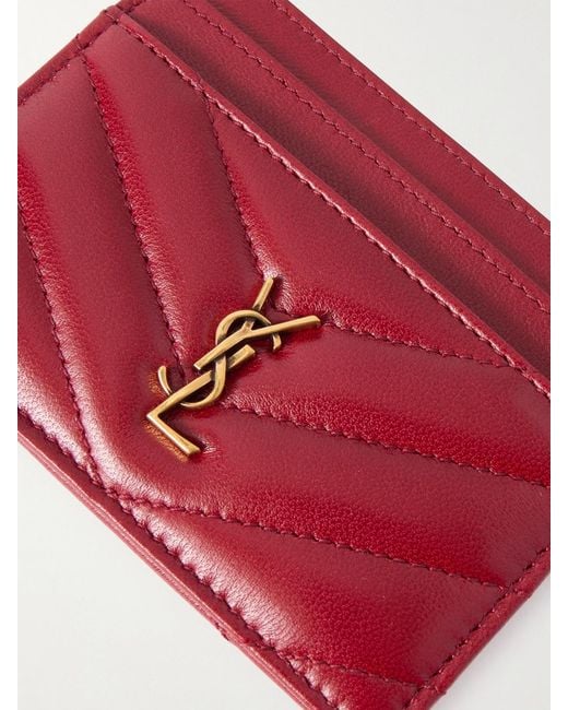 Saint Laurent Red Cassandre Matelassé Leather Cardholder