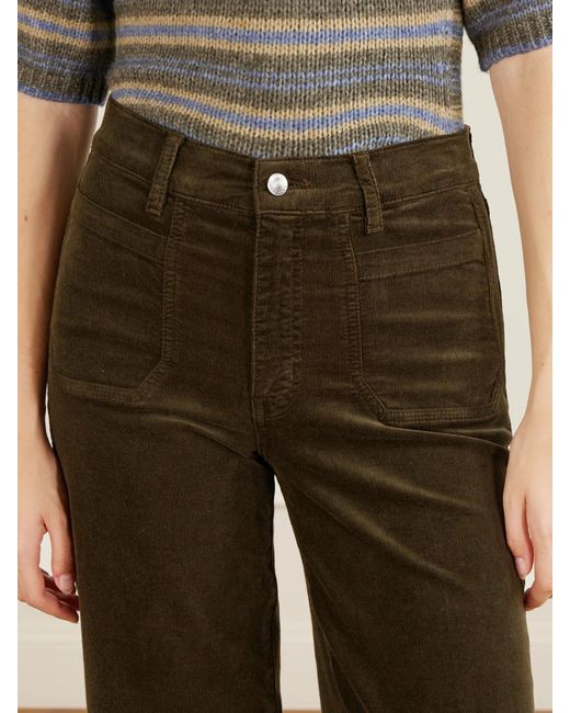 FRAME Green Le Slim Palazzo Modernist Cotton-Blend Corduroy Wide-Leg Pants
