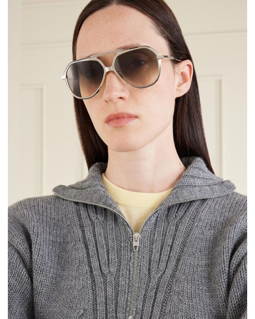 Jacques Marie Mage Metallic Lou Lou De La Falaise Louise Aviator-Style Titanium Sunglasses