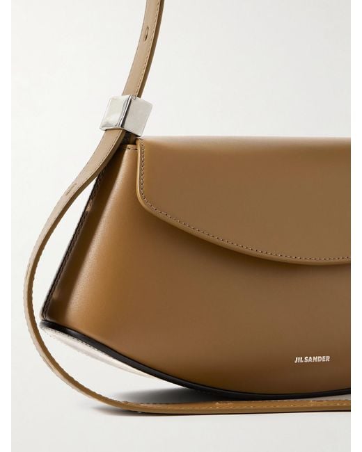 Jil Sander Natural Kleine Schultertasche Aus Leder