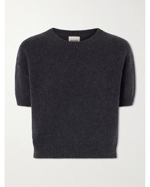 Khaite Blue Golden Cropped Cashmere Sweater