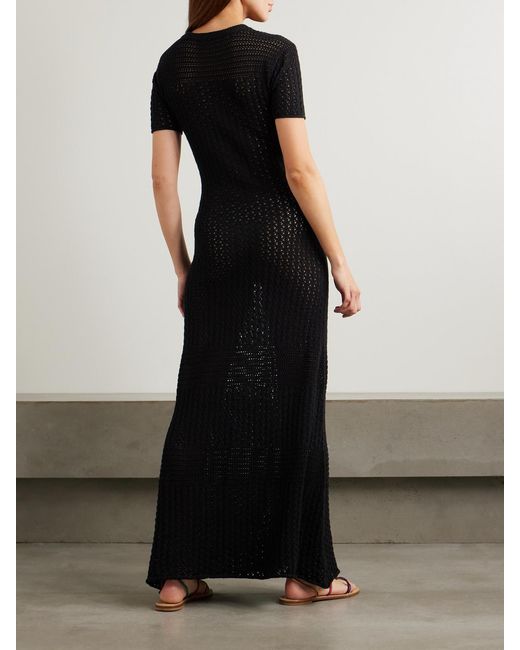 Escvdo Black Pallay Open-Knit Cotton Maxi Dress