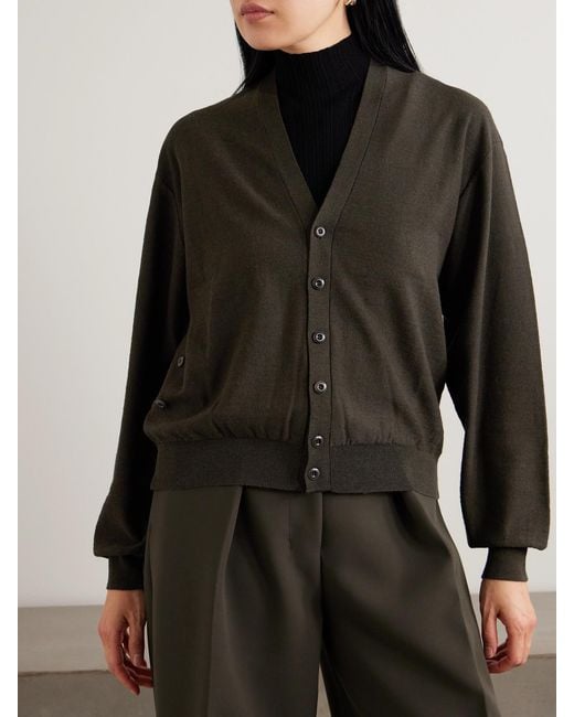 Lemaire Black Twisted Wool-Blend Cardigan