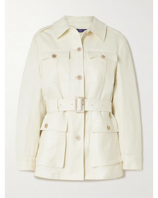 Ralph Lauren Natural Sydney Belted Linen-Canvas Jacket