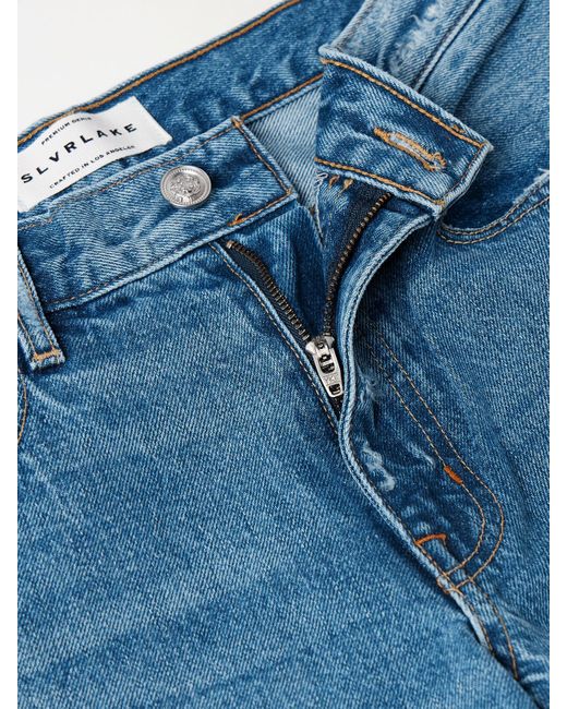 SLVRLAKE Denim Blue Jazmine Mid-Rise Straight-Leg Jeans