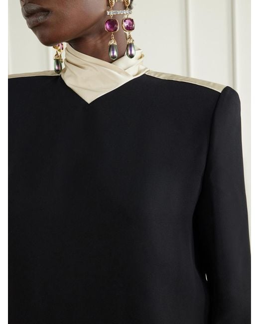 Valentino Garavani Blue Satin-Trimmed Silk-Cady Mini Dress