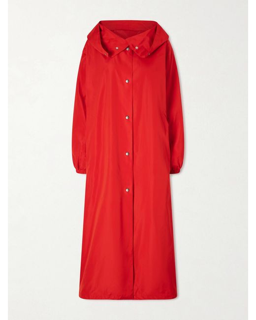 Rohe Red Hooded Taffeta Coat