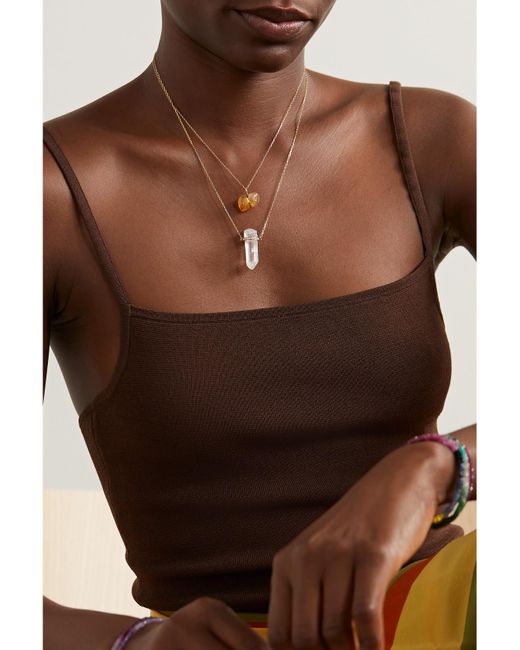 JIA JIA Metallic 14-Karat, Quartz And Diamond Necklace