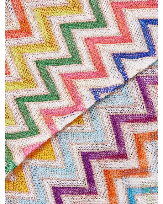 Missoni White Shorts Aus Metallic-Häkelstrick Mit Streifenmuster Und Wickeleffekt