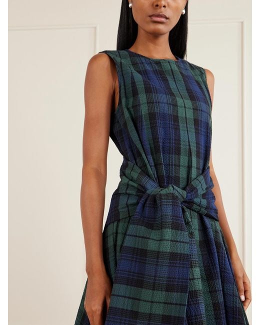 J.W. Anderson Blue Checked Cotton-Cloque Mini Dress