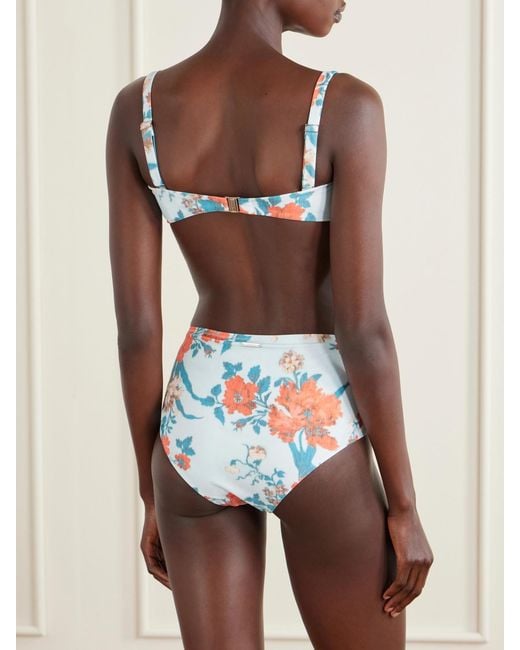 Erdem Blue Floral-Print Bikini Bottom