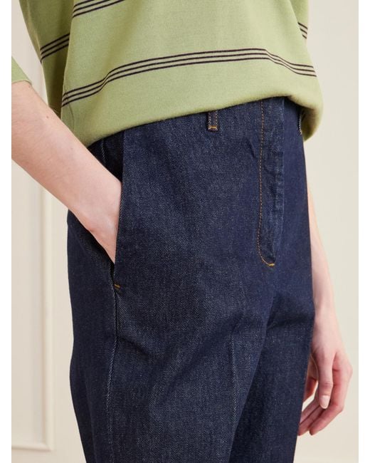 Dries Van Noten Blue Cropped High-Rise Flared Jeans