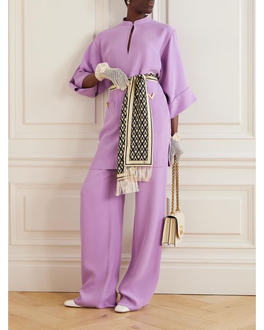 Valentino Garavani Purple Minikleid Aus Seiden-Cady Mit Verzierungen