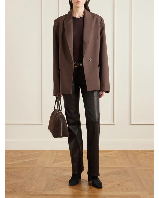 FRAME Black Rodeo Leather Bootcut Pants