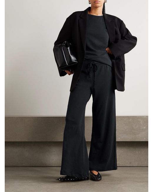 ÉTERNE Blue Wide-Leg Cotton-Jersey Sweatpants