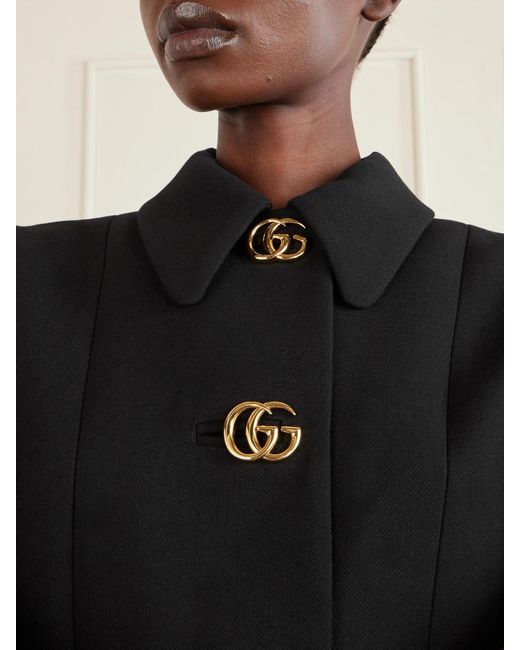 Gucci Blue Cropped Wool-Crepe Jacket