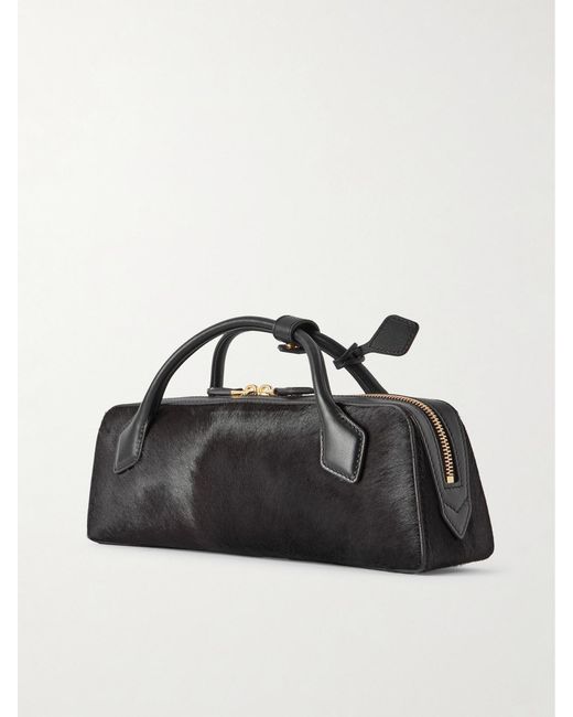 Alaïa Black Le Teckel Leather-Trimmed Calf Hair Clutch