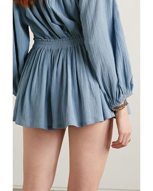 Suzie Kondi Blue Pezo Cotton-Gauze Shorts