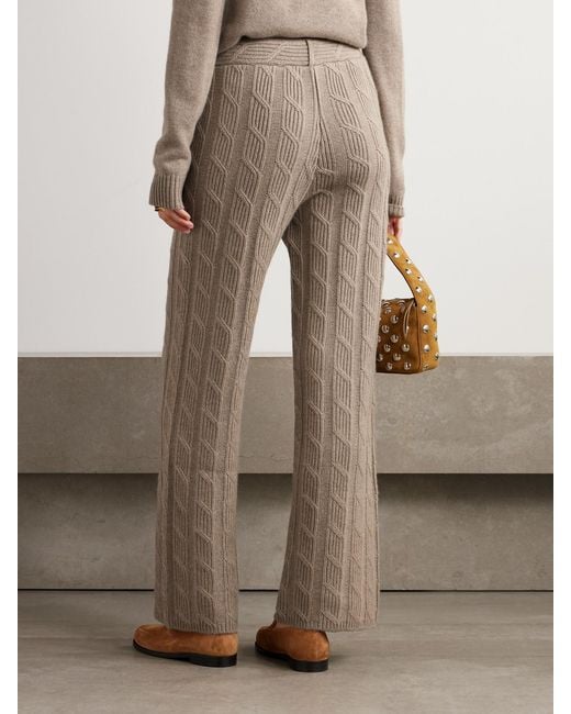 Lisa Yang Natural Ebba Cable-Knit Cashmere Wide-Leg Pants
