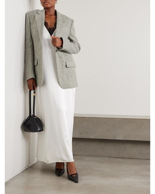 Stella McCartney Gray Wool And Silk-Blend Herringbone Blazer