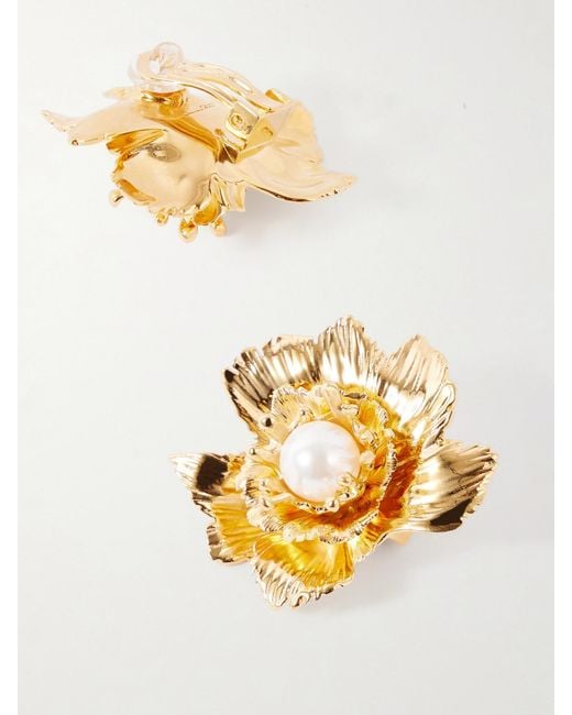 Oscar de la Renta Metallic Wild Poppy Embellished-Tone Earrings