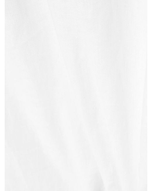 Posse White Florence Ruffle-Trimmed Linen Midi Dress