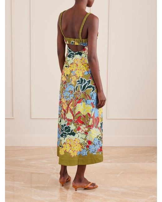 ALÉMAIS White Solstice Floral-Print Organic Cotton-Poplin Midi Dress